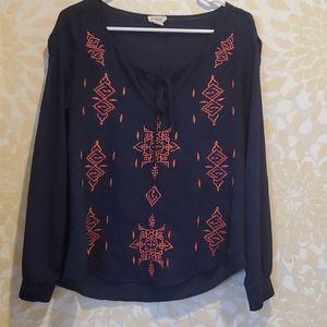 Blue open sleeve blouse